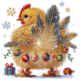 antor Christmas Diamond Painting Kit, 5D Special Shape Diamond Art for Adults, Decorated Rooster in Snow Crystal Rhinestones Dia