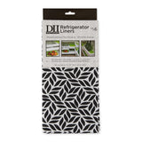 Black Abstract Leaf Print Fridge Liner Set/6
