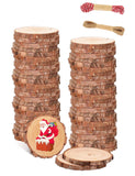 BIBRADAA Wood Slice Ornaments 54 Pcs 2.4-2.8 Inches,Unfinished Natural Wood Cookies,Predrilled with Hole Wood Slices for Crafts,