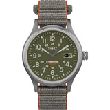 Timex Men'S Tw4B18600 Expedition Scout Solar 40Mm Green/Silver-Tone Fabric Fast Wrap Strap Watch