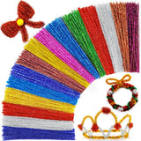 Praisebank Glitter Pipe Cleaners for Crafts, 200pcs, Chenille Stems for DIY Projecets, Arts & Crafts Supplies for Festival Party