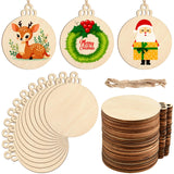 NEBURORA 36 Pcs Unfinished Wooden Christmas Ornaments Christmas DIY Hanging Decorations Kit with Holes Paintable Natural Wooden