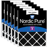 Nordic Pure 16x25x1 (15 1/2 x 24 1/2 x 3/4) Pure Carbon Pleated Odor Reduction Furnace Air Filters 6 Pack