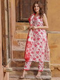 Gosriki Women'S Cotton Blend Printed Straight Kurta With Pant & Dupatta (Root Pink-Gs_M_Pink_Medium),Pink,,B0CR4848QV