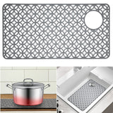 QKVCX Silicone Sink Protectors, 2PCS 28.5''x 14.2'', Farmhouse Stainless Steel Porcelain with Hole, Rectangle Sink Mat