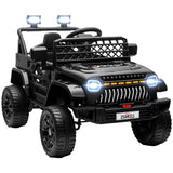 Qaba 12V Ride On Truck, Battery Powered Kids Electric Car with 4 Suspension Wheels, Remote Control, 3 Speeds, LED Headlights, Ho