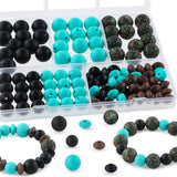 Kovict 100PCS Silicone Beads Bulk, Turquoise Black Print Silicone Beads 15mm and 12mm for Keychains and Bracelets Making