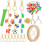 VioraWhite 213 Pcs Lip Gloss Keychain Making Kit 100 Pink Enamel Charms 32.81 ft Gold Chains for DIY Crafts Women(Sports Theme)