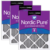 Nordic Pure 12x18x1 (11 1/2 x 17 1/2 x 3/4) Furnace Air Filters MERV 8 Pleated Plus Carbon 3 Pack