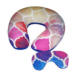 Oscar Home Neck Travel Pillow Soft Print Fabric Plush Velvet Worn From Both Sides. Available With Matching Eye Mask Can Be Worn