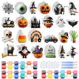 24 Sets Halloween DIY Painting Kit with Unpainted Ceramic Halloween Painting Craft Bat Pumpkin Witch Ghost Black Cat Gnome Truck