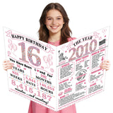Uiorgui Large 16th Birthday Cards for Girls, Sweet 16 Birthday Greeting Card with Envelope Jumbo 2010 Sixteen Guest Book Funny 1