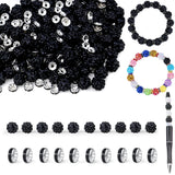 LAIDANLA 250pcs 12mm Black Rhinestone Beads and 8mm Rondelle Spacer Beads for Beadable Pens, Sparkly Shamballa Disco Ball Bead f
