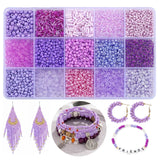 15 Color Glass Seed Tube Bugle Beads Bracelet Jewelry Making Kit,Purple