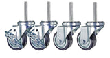 Caster Set of 4 | 3 Polyurethane with 1/2-13x2-3/4 Threaded Stem | 2 Brake and 2 Swivel
