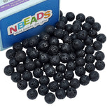 NBEADS 1 Box About 90-100 Pcs 10mm Natural Lava Beads, Black Rock Gemstone Round Loose Beads Energy Stone Loose Beads for Jewelr