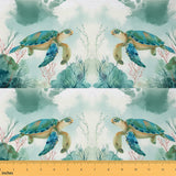 jejeloiu Sea Turtle Fabric by The Yard Ocean Upholstery Fabric Reptile Tortoise Waterproof Indoor Outdoor Decor for DIY Sewing C