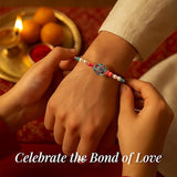 Store Indya Premium Rakhi With Greeting Card And Roli-Chawal Gift Pack For Brother, Bhai | Raksha Bandhan Traditional Rakhi Brac,Nylon,Multicolor