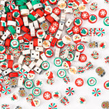 Augshy Christmas Polymer Clay Beads, 300PCS Xmas Heishi Spacer Assorted Santa Claus Snowflakes Snowman Gingerbread Man for Brace