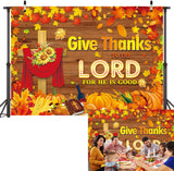 Give Thanks to The Lord Backdrop Banner Fall Thanksgiving Christian Photography Background Thanksgiving Party Supplies Wall Deco