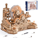 ROBOTIME 3D Wooden Puzzles Marble Run Set - 3D Puzzles for Adults-Mechanical Model Kit for Adults - Model Building Kits - Space/
