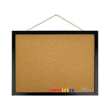 GDMINLO Black Cork Bulletin Board, 17.7 X 13.3 inches with Oak Wood Finish Frame, for Wall Office Home and School (Pins, Eye Bol
