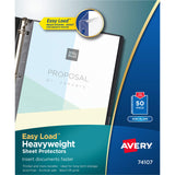 Avery Clear Heavyweight Sheet Protectors, NonGlare, Easy Load, 50 Document Protectors (74107)