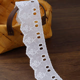ZNZAKKA White Cotton Lace Trim 7 Yards Eyelet Lace Trim Scalloped Embroidery Edge Trimming for Sewing Crafts, Dress, Dolls/Pets