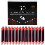Wordsworth & Black Fountain Pen Ink Refills - Set of 30 Red Ink Cartridges - International Standard Size - Length APPR 2.3 - Bas