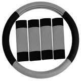FH Group Universal Fit Modernistic and Seat Belt Pads Combo Set Steering Wheel Cover Fits Most Cars, SUVs Gray