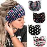 4 Pcs Valentine's Day Headbands for Women, Black White Wide Turban Dress Up Costume Breathable Stretchy Non Slip Head Wrap, Love