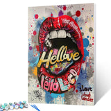 Tucocoo Painting by Numbers Kits for Adults and Kids - Lips Graffiti Sticking Out Tongue - DIY Oil Painting Digital on Canvas Wa