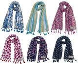 Fusfus WomenS Printed Chiffon Scarves And Stoles, Free Size(Multicolour, Fs2299) Pack Of 6 (Multicolor1)
