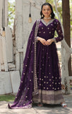 Wedani Georgette Sequins Embroidered Work Anarkali Kurta Set For Womens (In Alpha 2Xl Regular Purple),PURPLE,2XL,Georgette,Anarkali,