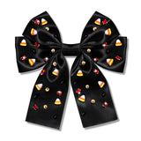 Halloween Hair Bows for Women Halloween Accessories Outfits Cute Candy Corn Hair Bows Jeweled Large Hair Bow Clips Black Orange