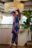 Anni Designer Women'S Rayon Blend Straight Printed Kurta With Pant (Vakani Blue_M_Blue_Medium),Blue,M,Rayon Blend,Casual,