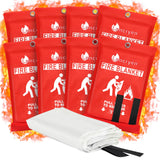 Lancryen Emergency Fire Blanket, 8 Pack Fire Extinguisher Blanket, Fire Suppression Fabric Flame Retardant Towel Fire Safety Clo