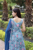 Gosriki Women'S Cotton Blend Anarkali Printed Kurta With Pant & Dupatta (Goanni Blue-Gs_3Xl_Blue_Xxx-Large),Blue,3,B0CSG6N2M2