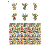 Patchwork Cactus Cotton Fabric Panel - Six 10 10 inch Designs + Bonus 29.5 19.6 inch Patchwork Sheet, 100% Turkish Cotton 140