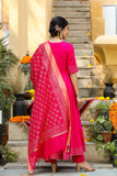 Gosriki Women'S Rayon Blend Anarkali Solid Kurta With Pant & Dupatta (Ganpati-Rani-Gs_Xxl_Pink_Xx-Large),Pink,2,B0DG31F16H