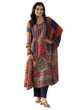 Libas Womens Printed Organza Straight Kurta With Trousers And Dupatta