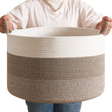 CLHMILY&Z Large Woven Basket - 20x13 Inches - Blanket Hamper for Living Room, Round Storage Bin, XLarge Laundry Organizer for Cl