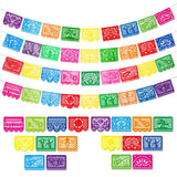 4 Packs Mexican Party Banner 60 Feet Fiesta Plastic Papel Picado Banner Cinco de Mayo Dia De Los Muertos Decor Day of The Dead D