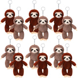 Motionchic 12 Pcs Lovely Sloth Mini Stuffed Animal Keychain Bulk 4 Inch Small Animal Plush Ornament Soft Adorable Jungle Toys fo