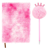 Biiange Plush Notebook Set, Fluffy Rose Flower Plush Journal, Fuzzy A5 Lined Writing Notebook, 80 Pages (1Set Rose Pink)