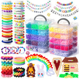 Simetufy 12000Pcs Pony Beads Kit, 48 Colors 6x9mm Kandi Beads Bulk for Friendship Bracelet Making Hair Braiding Kandi Jewelry Ke