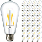 Sunco 32 Pack Edison Bulbs LED ST64, Clear Vintage Filament Waterproof Bulb, 800 LM, 8.5W (60W Equivalent), 3000K Warm White, E2