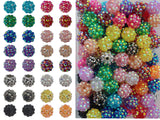 Assorted 12mm Resin Rhinestone Beads for Jewelry Making-96pcs-Sparkly Glitter Disco Ball Beads for Bracelets, Necklaces, Decorat