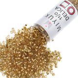 Miyuki Delica Seed Beads - Size 11/0 (1.6 mm), DB2525, Gold Plate Yellow-Lined, 7.2 g, Approx. 1440 Beads, Made in Japan