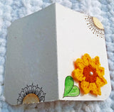 Skaista Sunflower 12 Pcs Thank You Cards Pack Of Twelve Set Handmade Note Hand Drawn Greeting Handknitted Crochet Woven Flowers